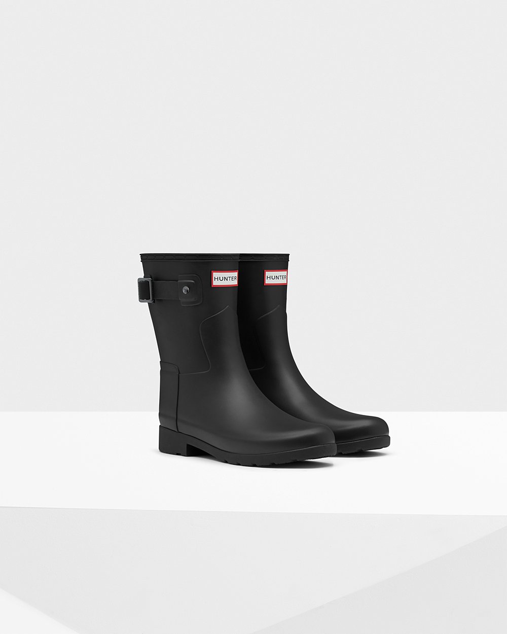 Botas de Lluvia Cortas Hunter Mujer - Refined Slim Fit - Negros - AFXZYRU-46